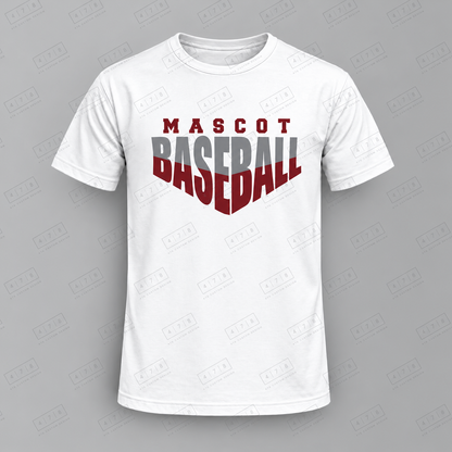 Custom Split Point Mascot Baseball Top with approved chest print size and 478 Custom Design watermark