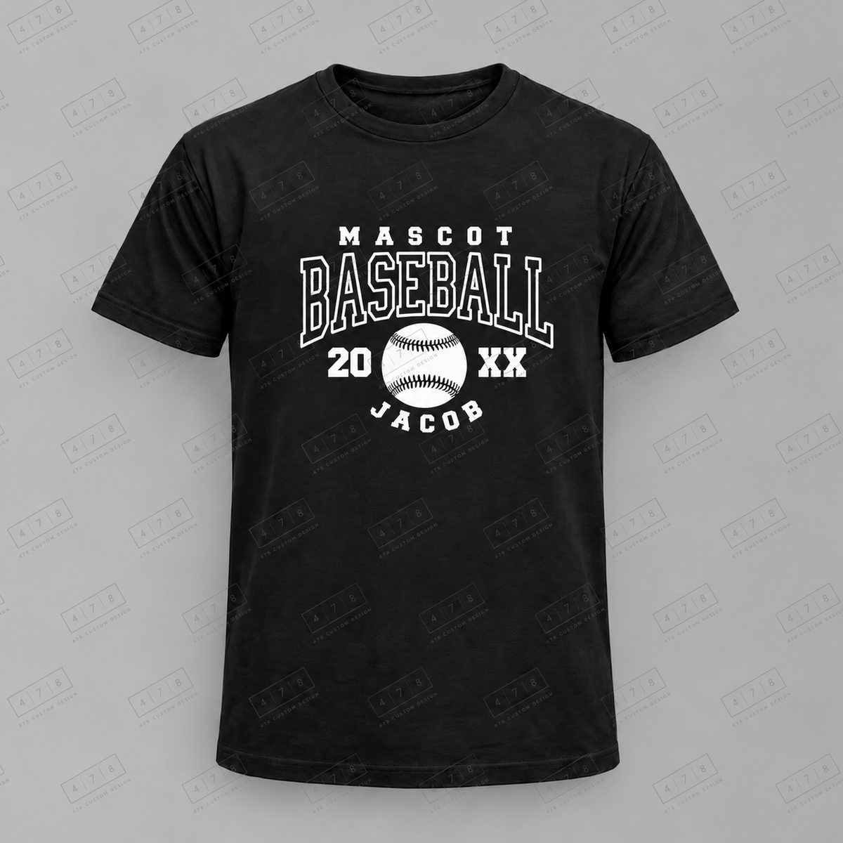Custom Outlined Player Baseball Top apparel mockup with 478 Custom Design watermark