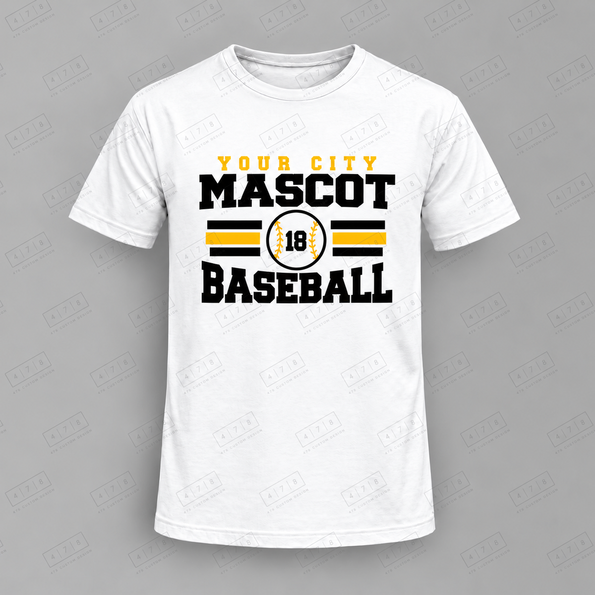Custom City Stripe Number Baseball Top apparel mockup with 478 Custom Design watermark
