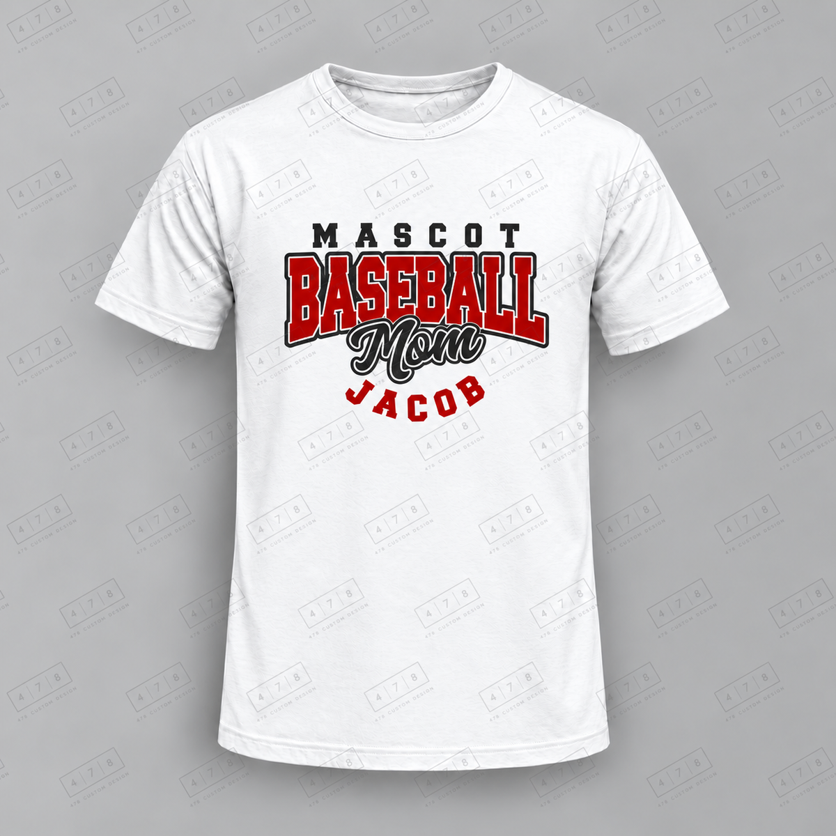 Custom Outlined Baseball Mom Player Top apparel mockup with 478 Custom Design watermark