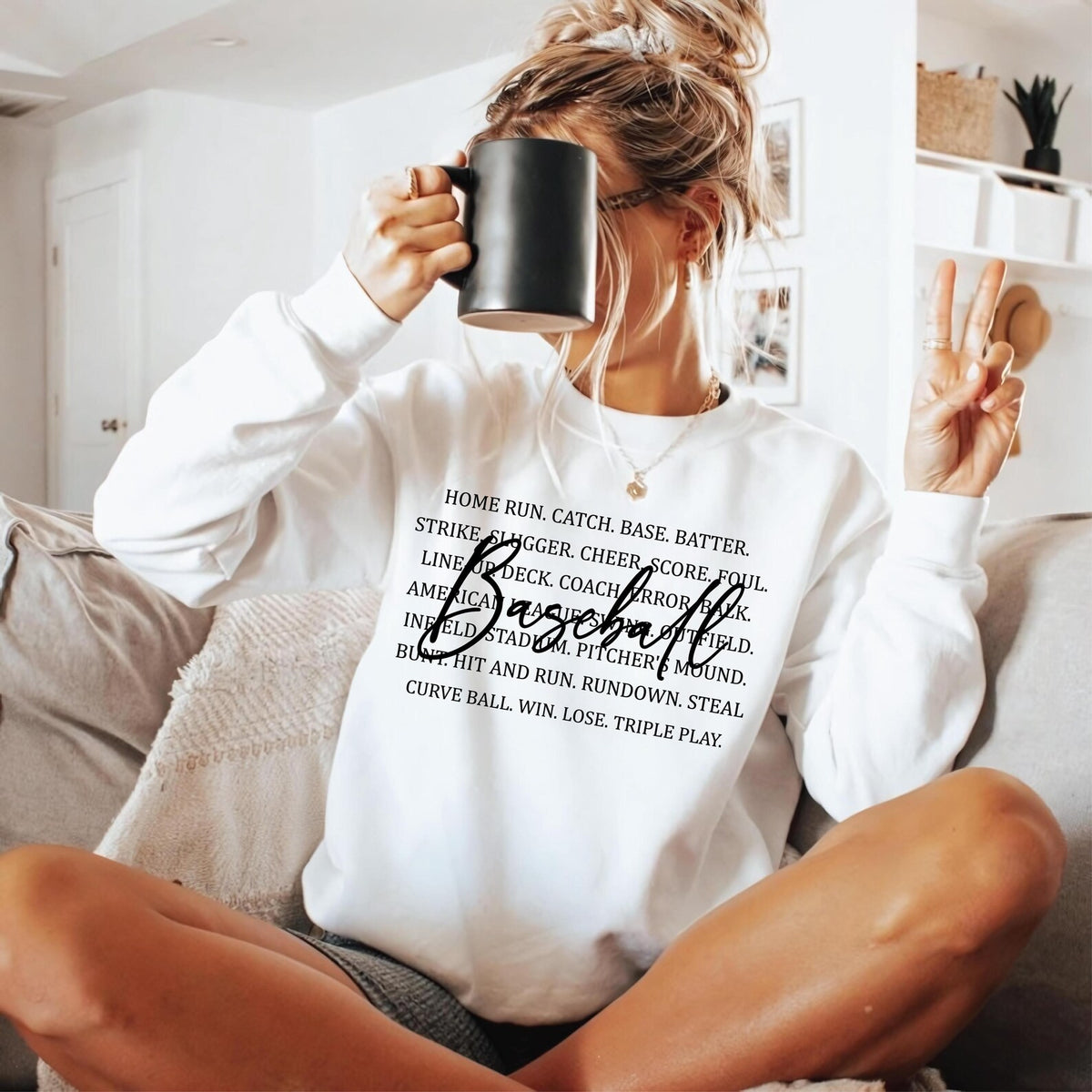 Baseball Words Script Top — apparel mockup 3