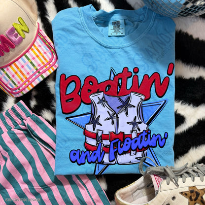 Boatin’ & Floatin’ Shirts — Design Color Choices example 1 Boatin and Floatin Red Blue 478 Custom Design watermarked garment mockup