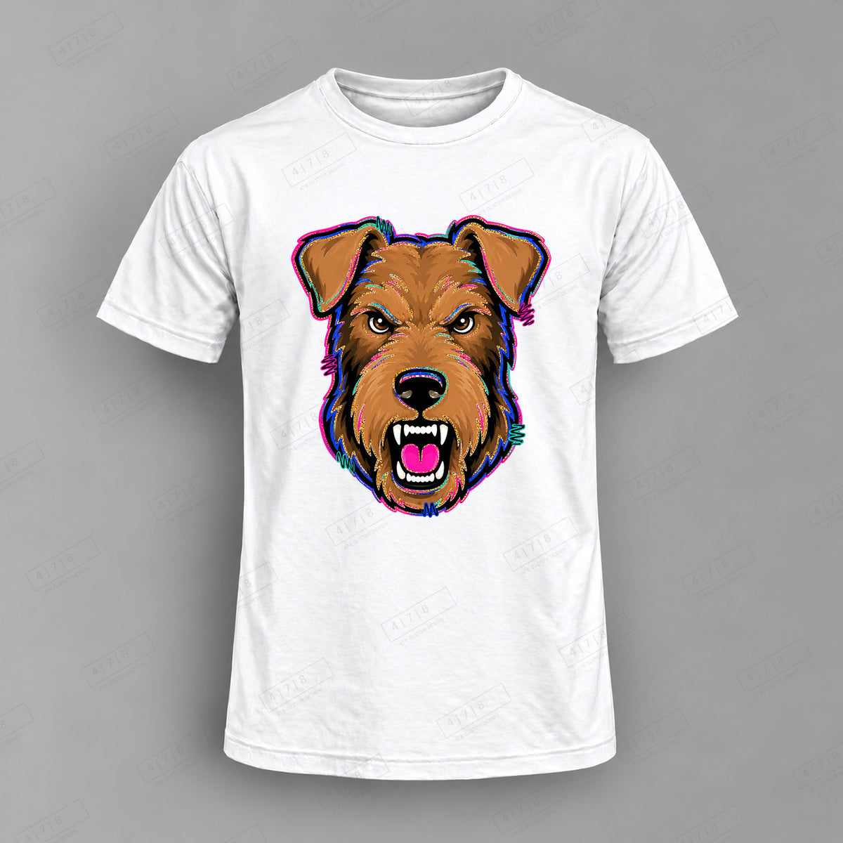 aiassis Mascot Airdales Top shown on white shirt — 478 Custom Design