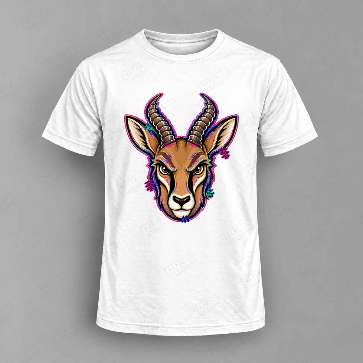 aiassis Mascot Antelopes Top shown on white shirt — 478 Custom Design