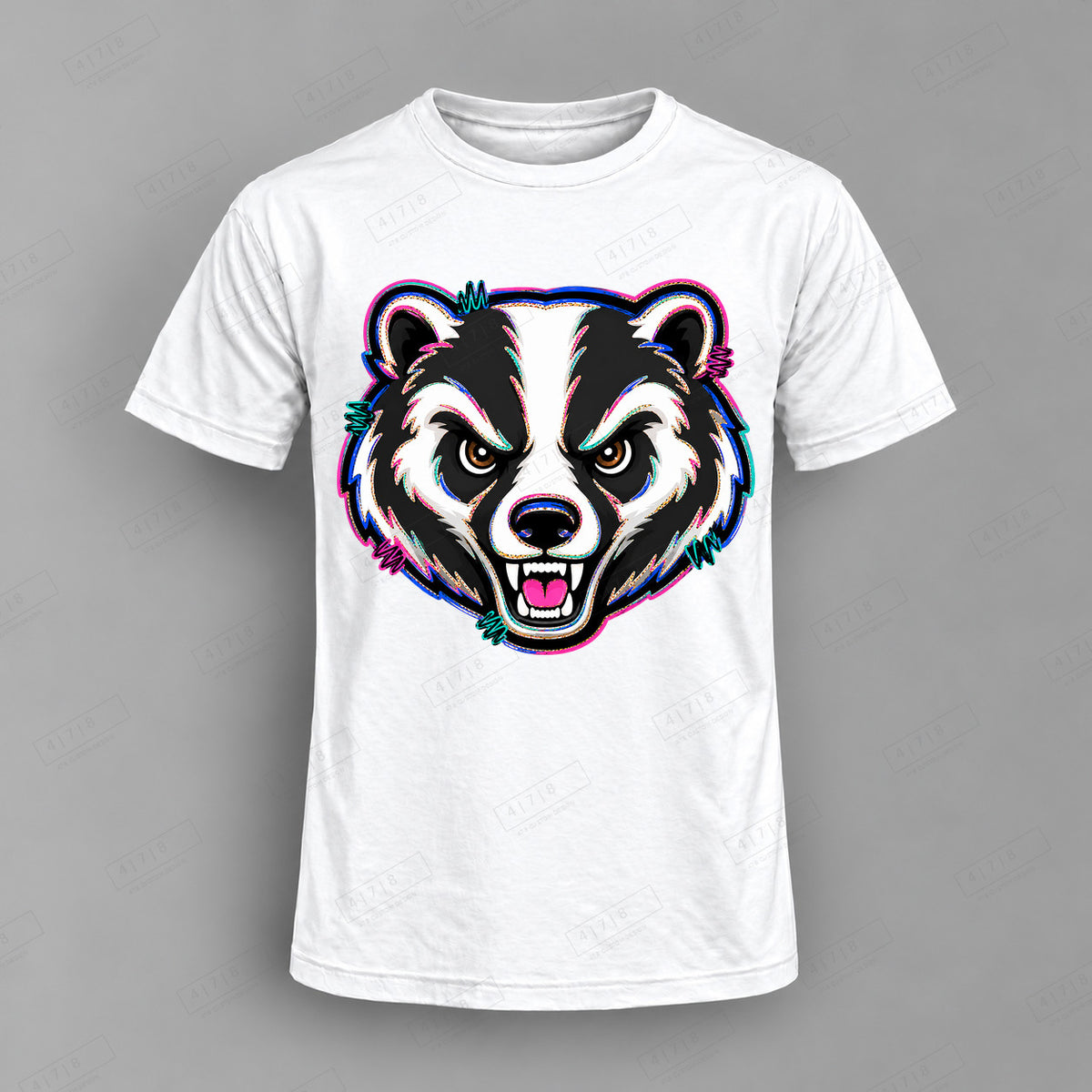 aiassis Mascot Badgers Top shown on white shirt — 478 Custom Design