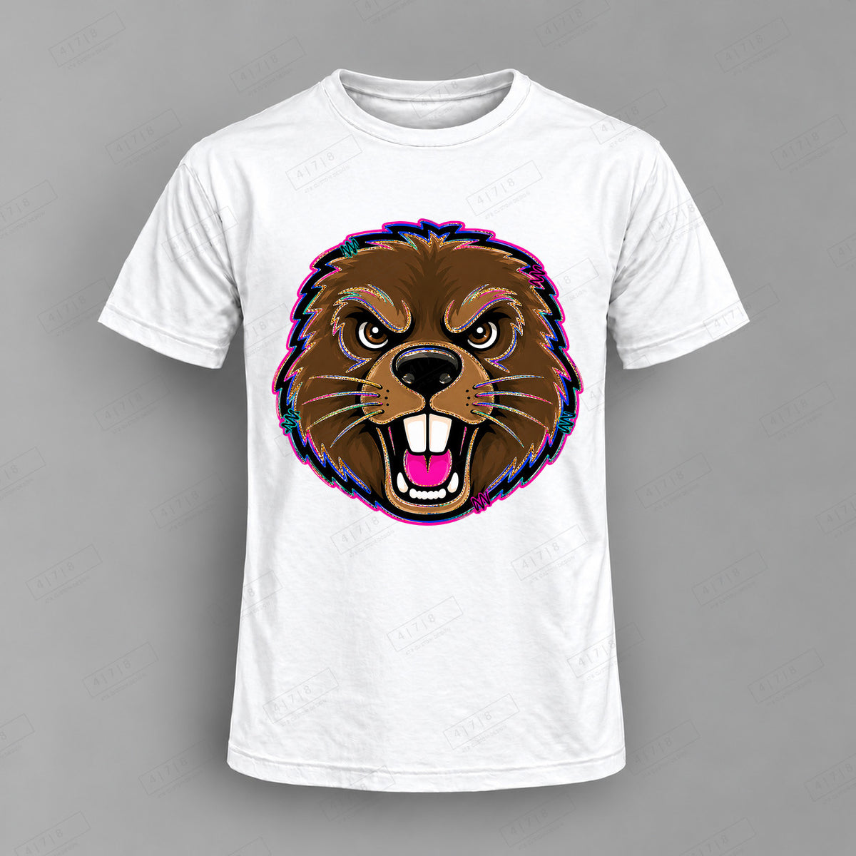 aiassis Mascot Beavers Top shown on white shirt — 478 Custom Design