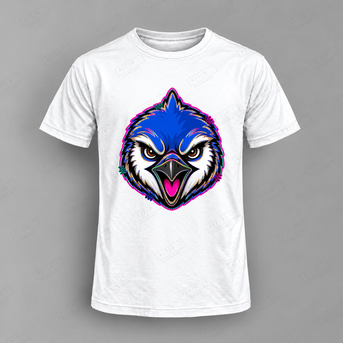 aiassis Mascot Blue Jays Top shown on white shirt — 478 Custom Design