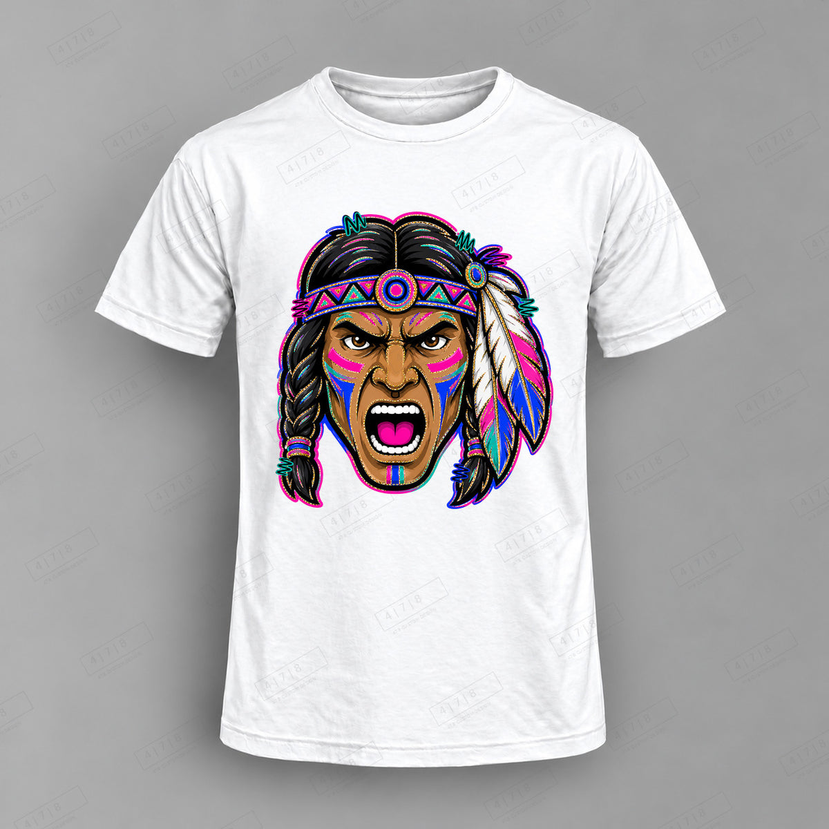 aiassis Mascot Braves Top shown on white shirt — 478 Custom Design