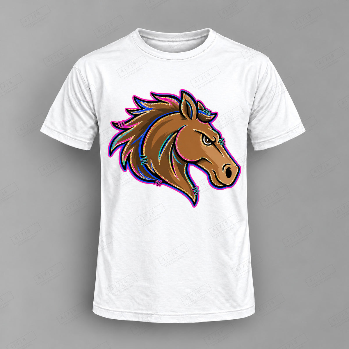 aiassis Mascot Broncos Top shown on white shirt — 478 Custom Design