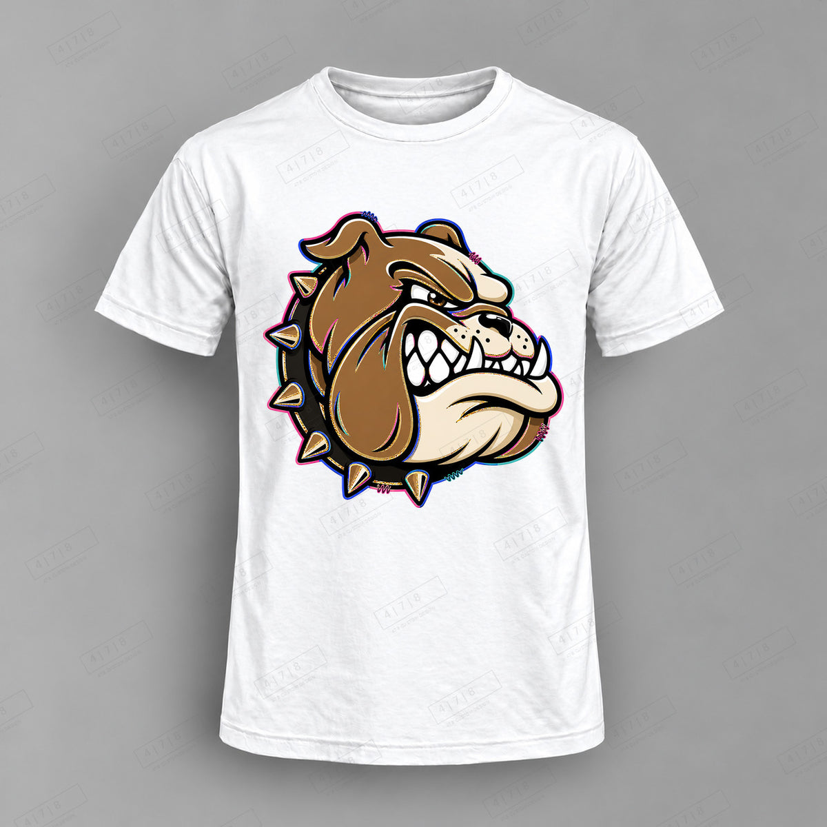 aiassis Mascot Bulldogs Top shown on white shirt — 478 Custom Design