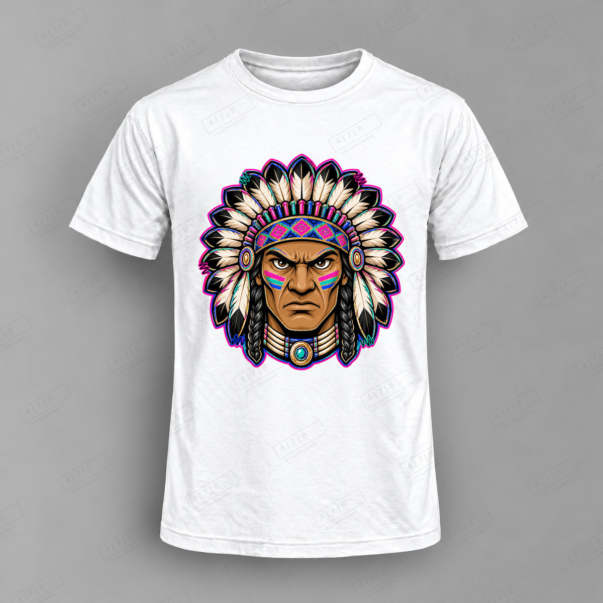 aiassis Mascot Chiefs Top shown on white shirt — 478 Custom Design