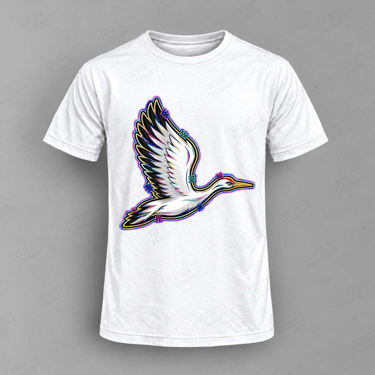 aiassis Mascot Cranes Top shown on white shirt — 478 Custom Design