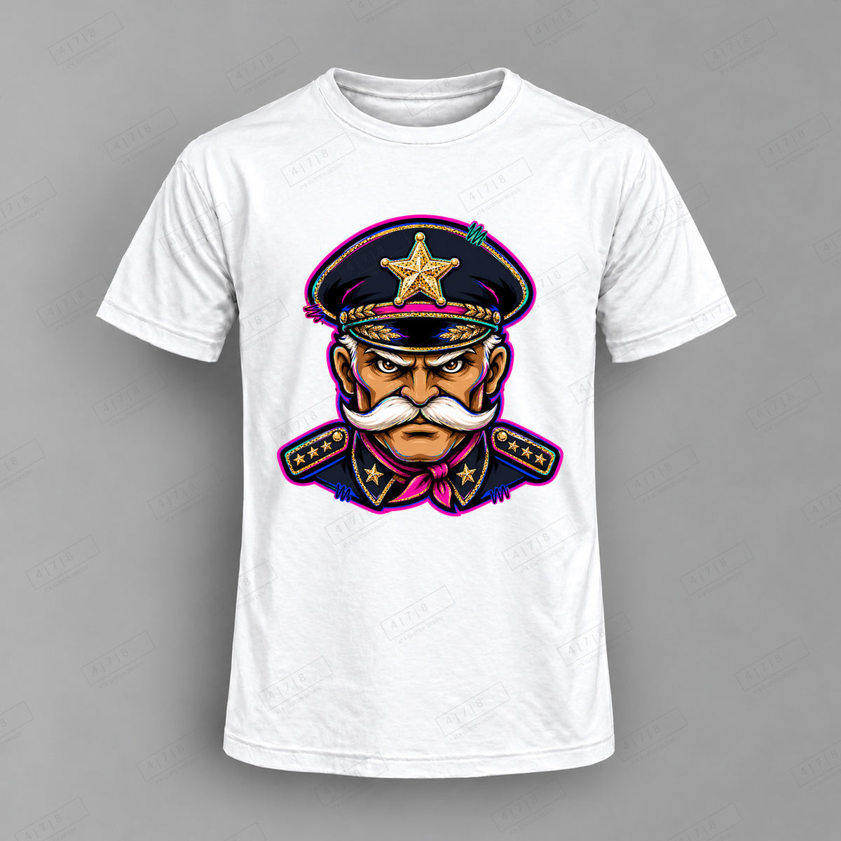aiassis Mascot Generals Top shown on white shirt — 478 Custom Design