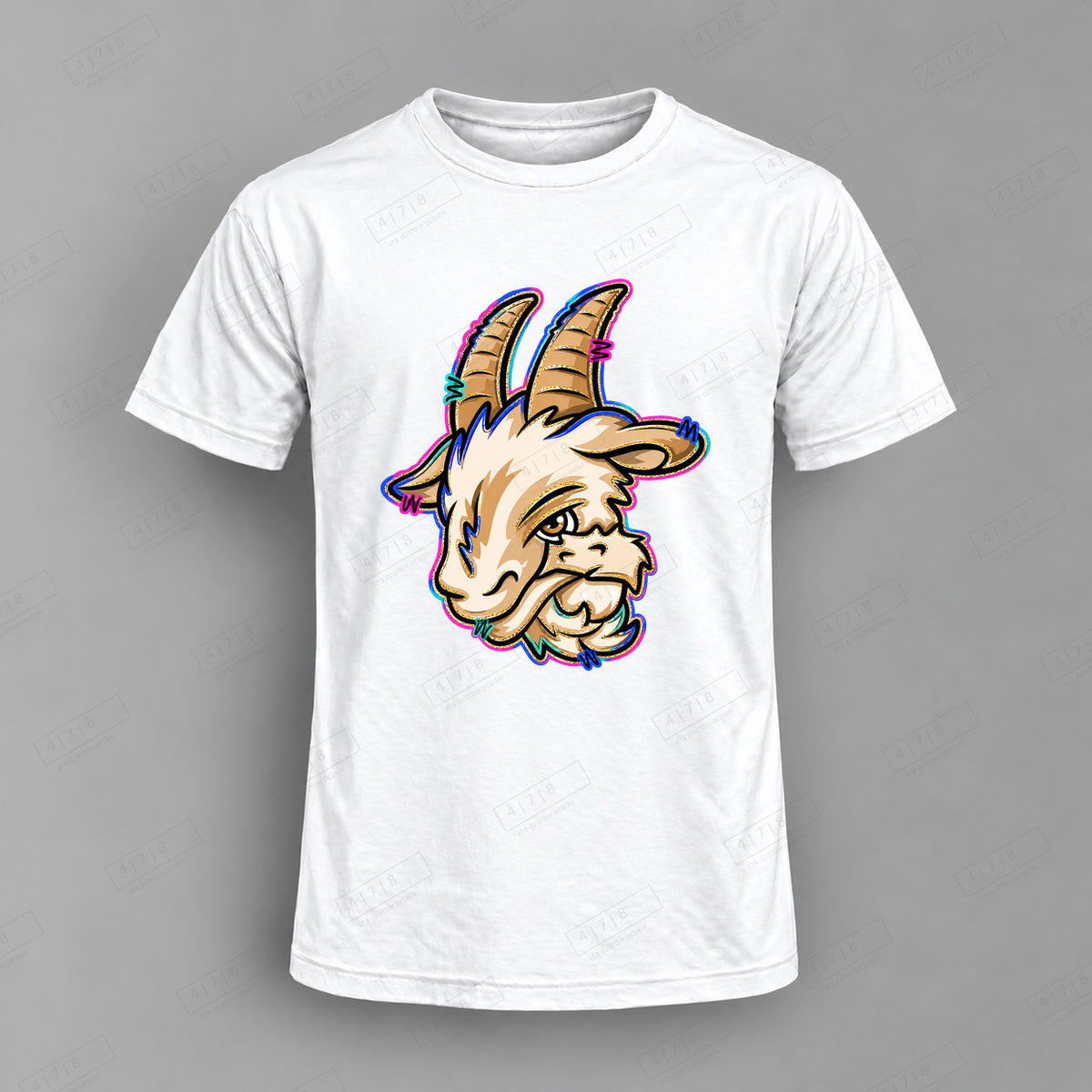 aiassis Mascot Goats Top shown on white shirt — 478 Custom Design
