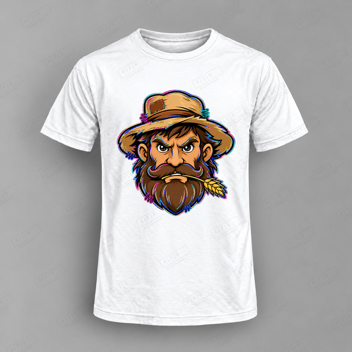 aiassis Mascot Harvesters Top shown on white shirt — 478 Custom Design