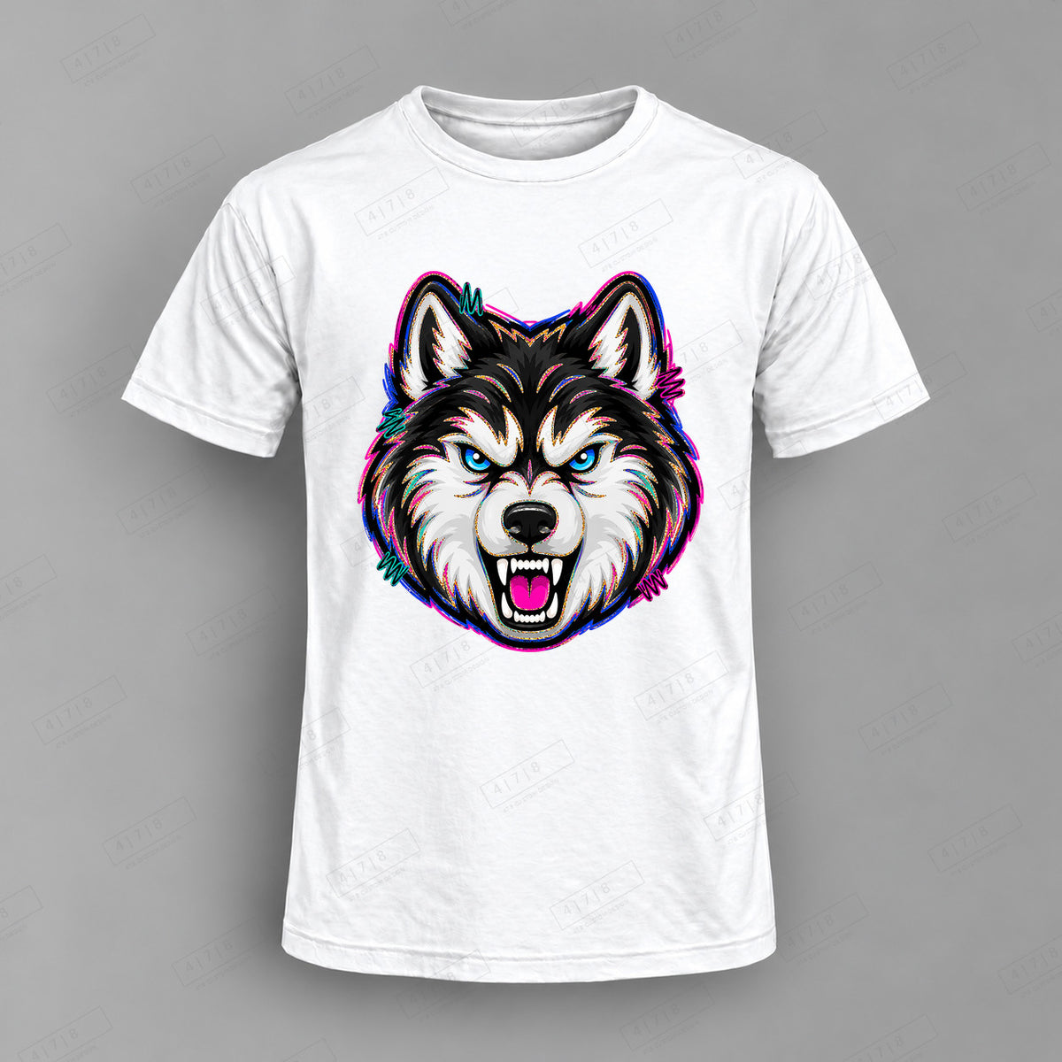 aiassis Mascot Huskies Top shown on white shirt — 478 Custom Design