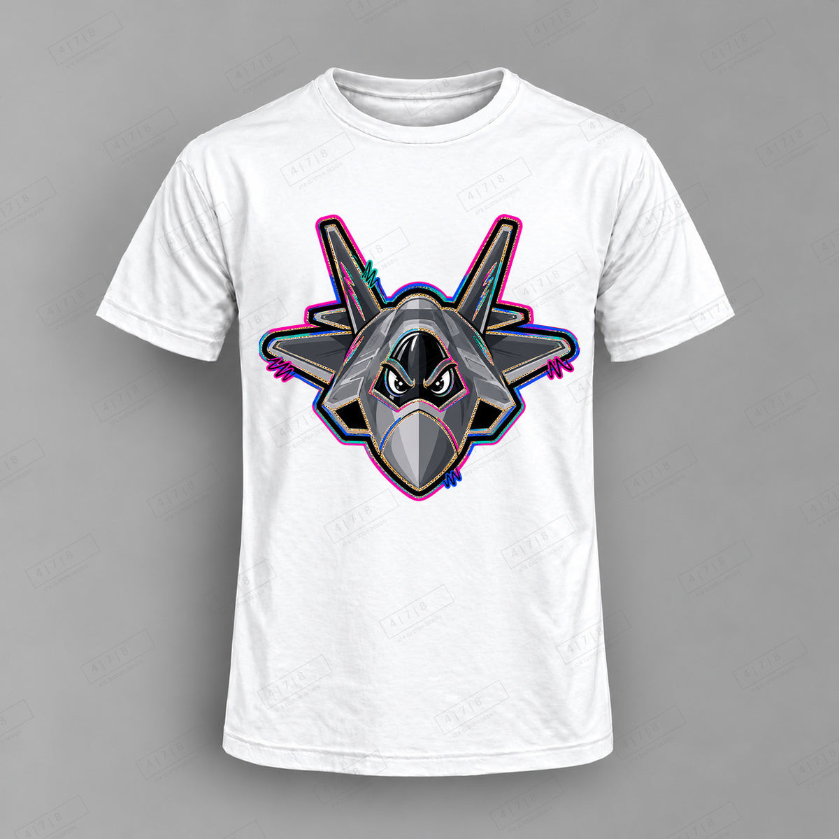 aiassis Mascot Jets Top shown on white shirt — 478 Custom Design