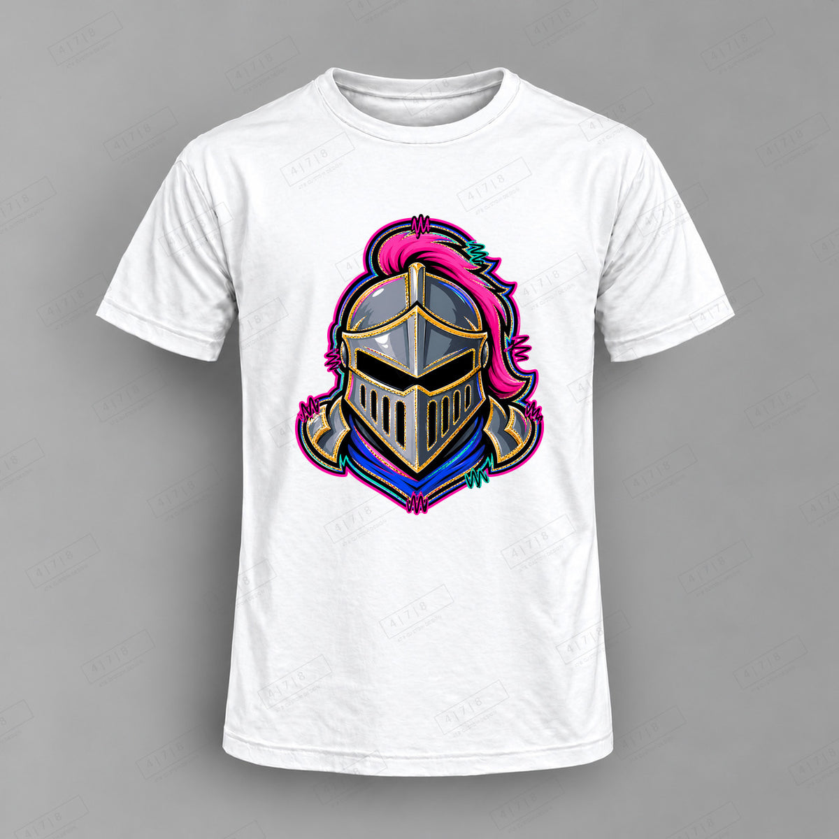 aiassis Mascot Knights Top shown on white shirt — 478 Custom Design
