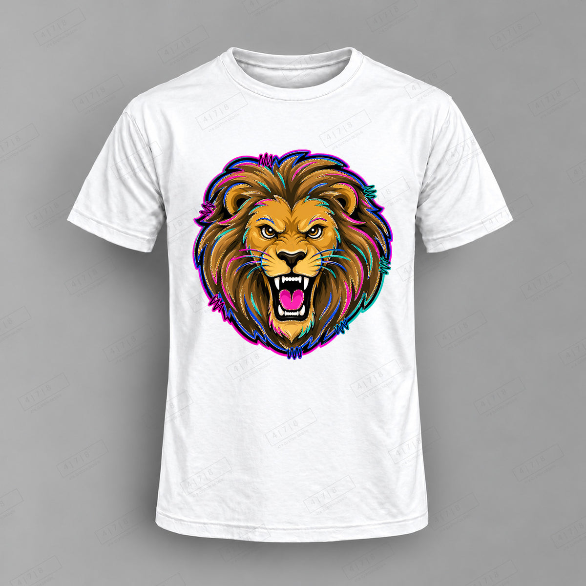 aiassis Mascot Lions Top shown on white shirt — 478 Custom Design