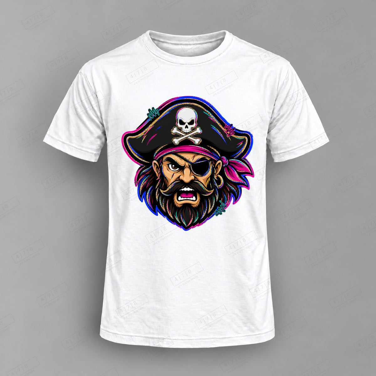 aiassis Mascot Pirates Top shown on white shirt — 478 Custom Design