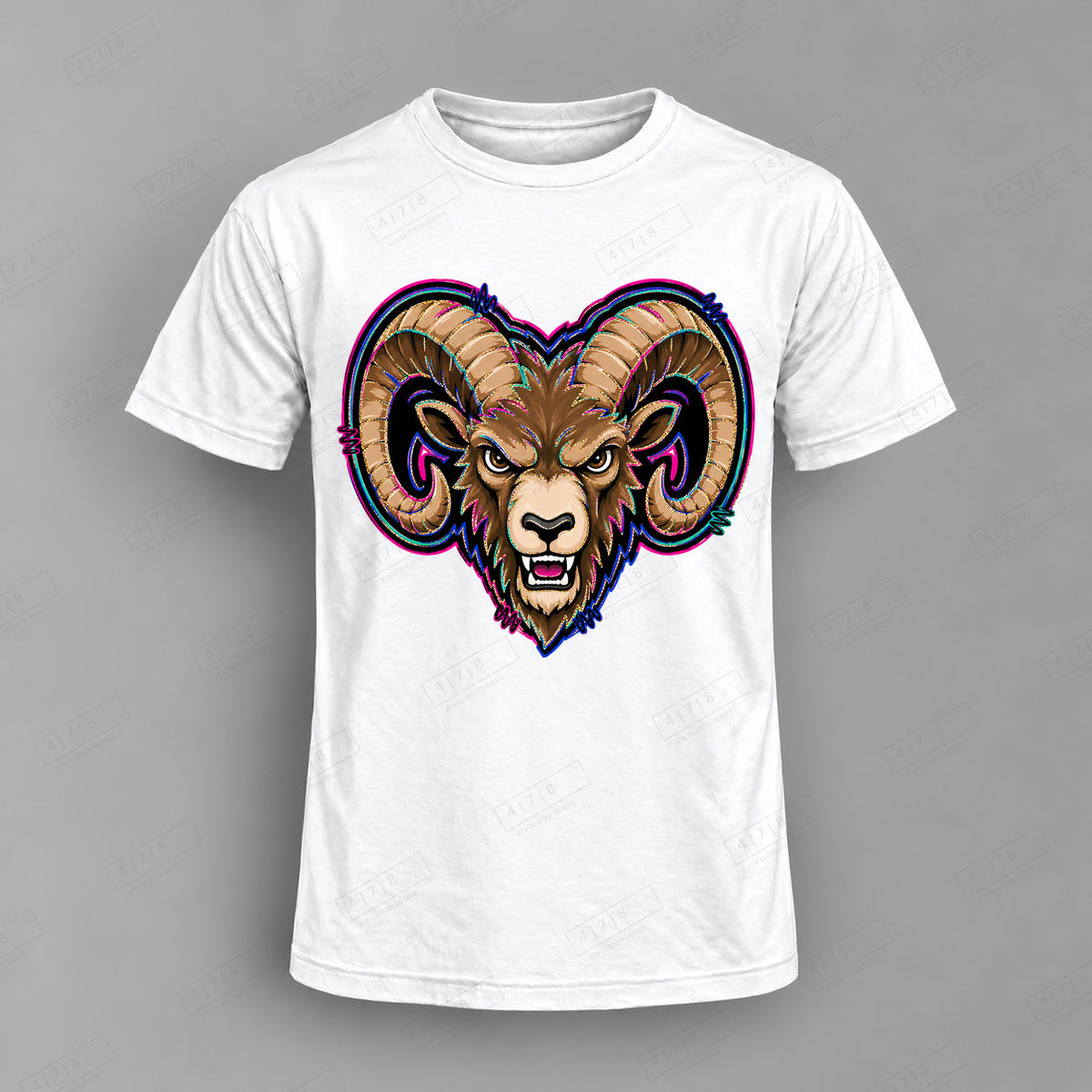 aiassis Mascot Rams Top shown on white shirt — 478 Custom Design