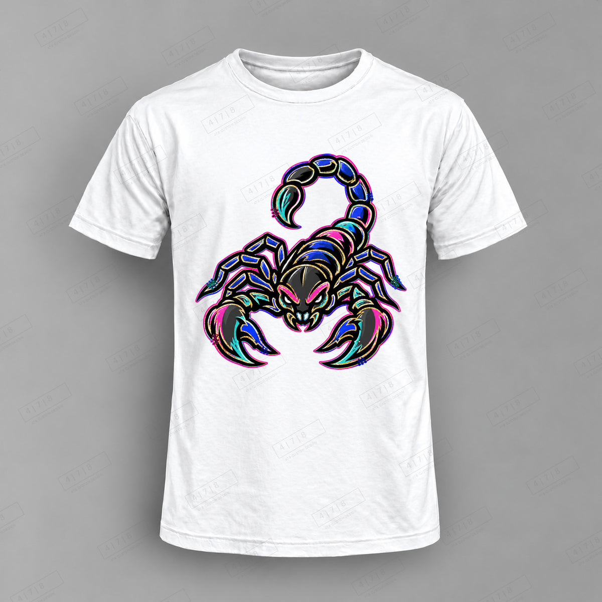 aiassis Mascot Scorpions Top shown on white shirt — 478 Custom Design