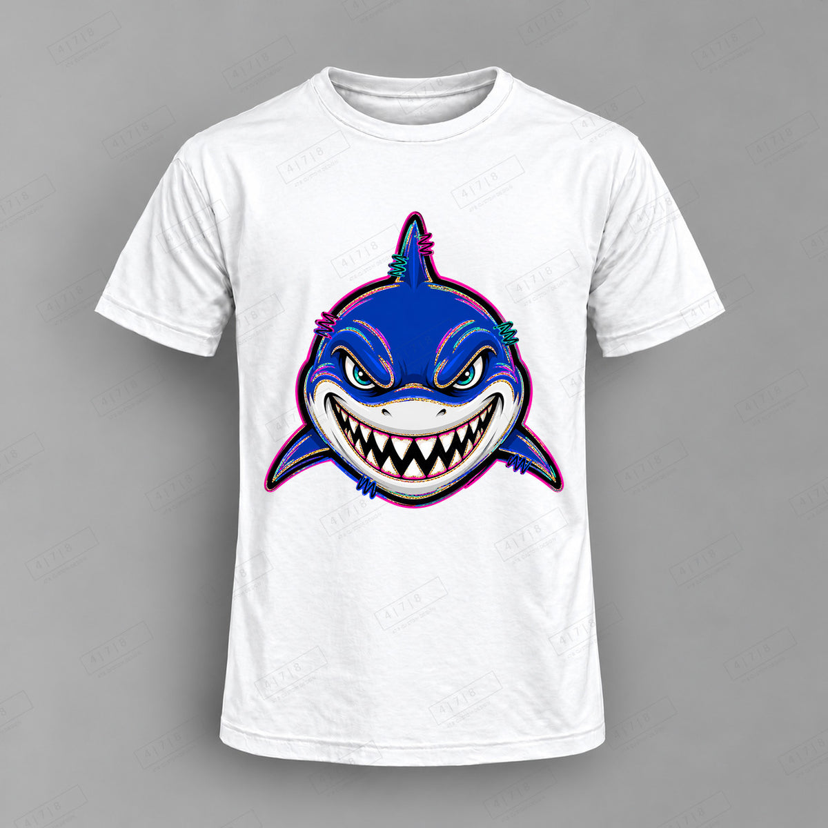 aiassis Mascot Sharks Top shown on white shirt — 478 Custom Design