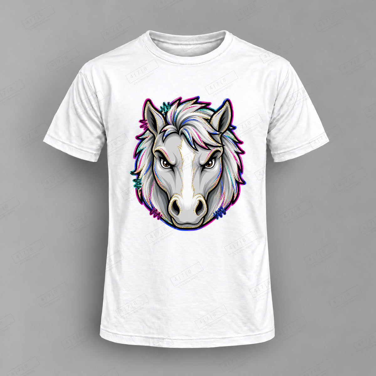 aiassis Mascot Stallions Top shown on white shirt — 478 Custom Design