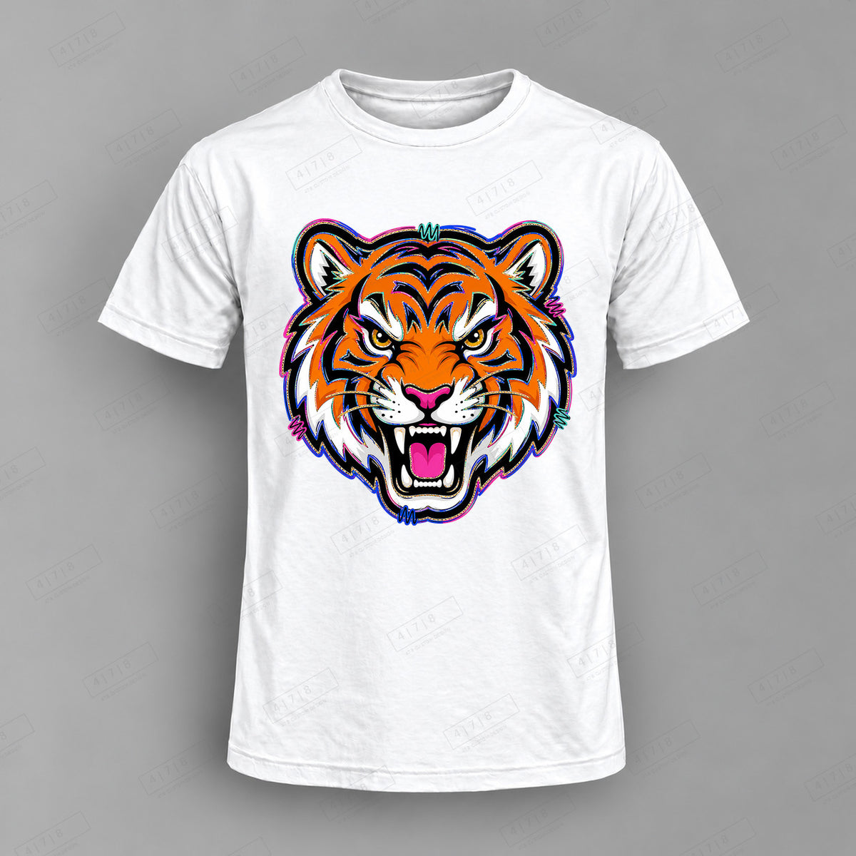 aiassis Mascot Tigers Top shown on white shirt — 478 Custom Design