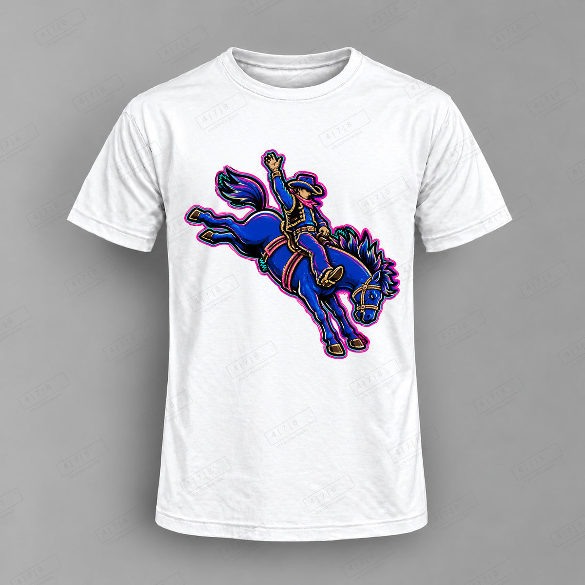 aiassis Mascot Wranglers Top shown on white shirt — 478 Custom Design