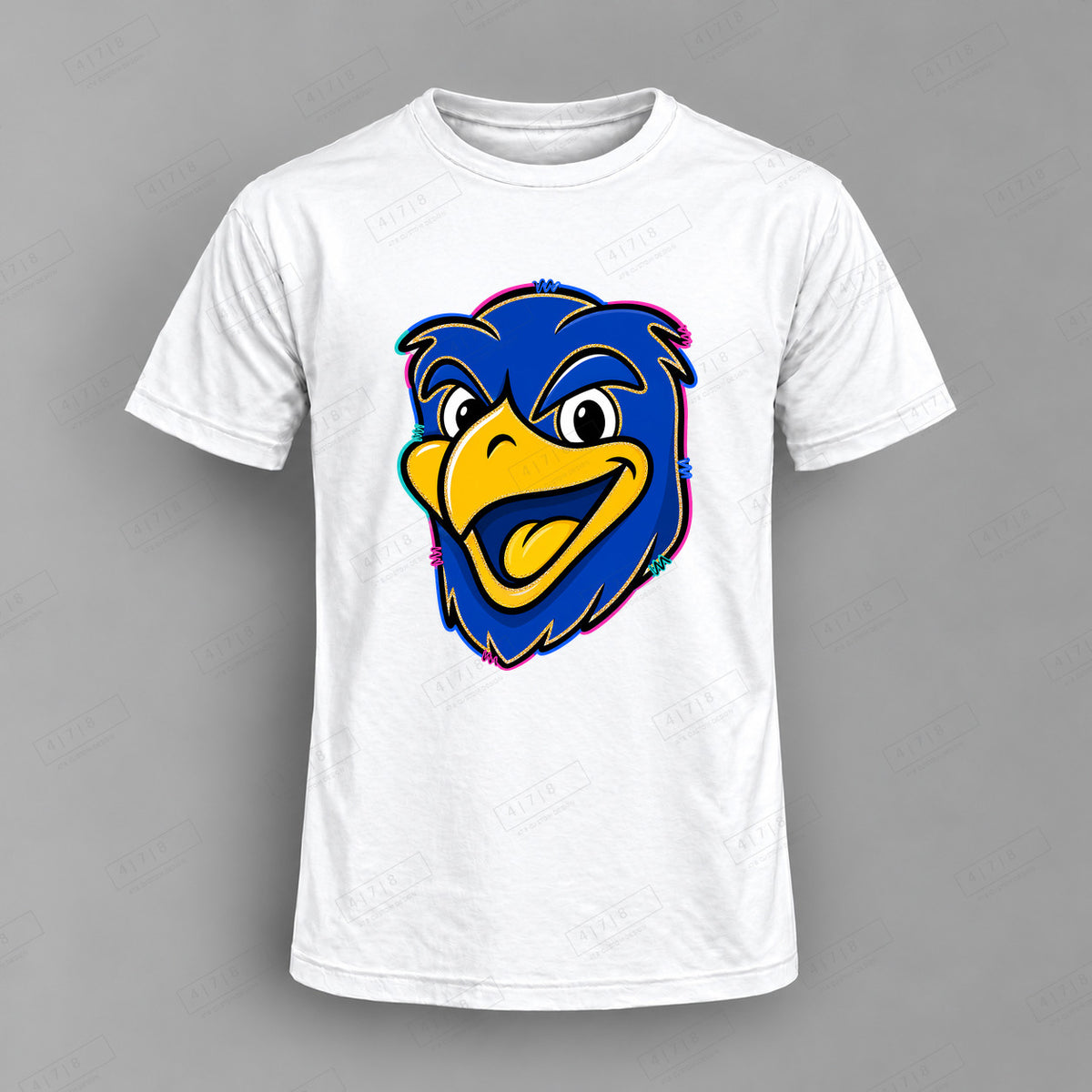 aiassis Mascot Wrens Top shown on white shirt — 478 Custom Design