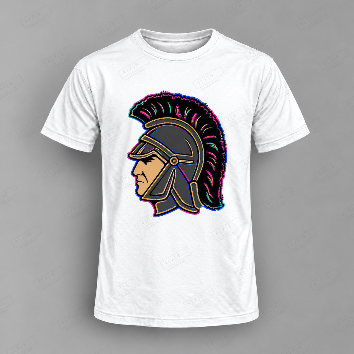 aiassis Mascot Trojans 2 Top shown on white shirt — 478 Custom Design