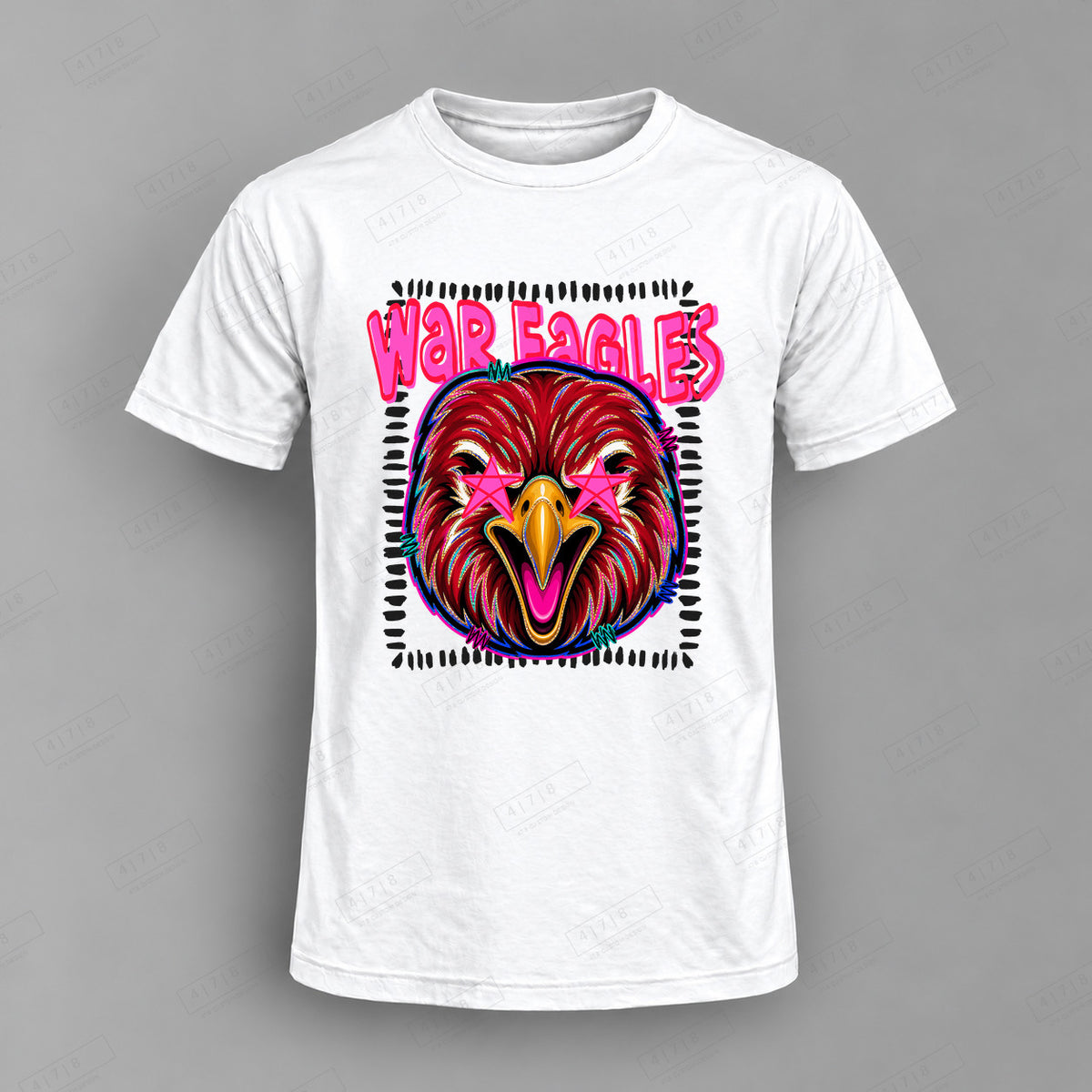 Starsturck War Eagles Top shown on white shirt — 478 Custom Design
