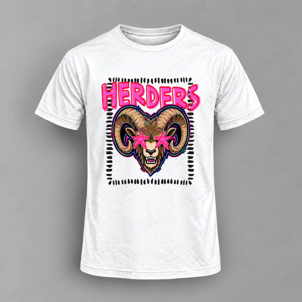 Starsturck Herders Top shown on white shirt — 478 Custom Design