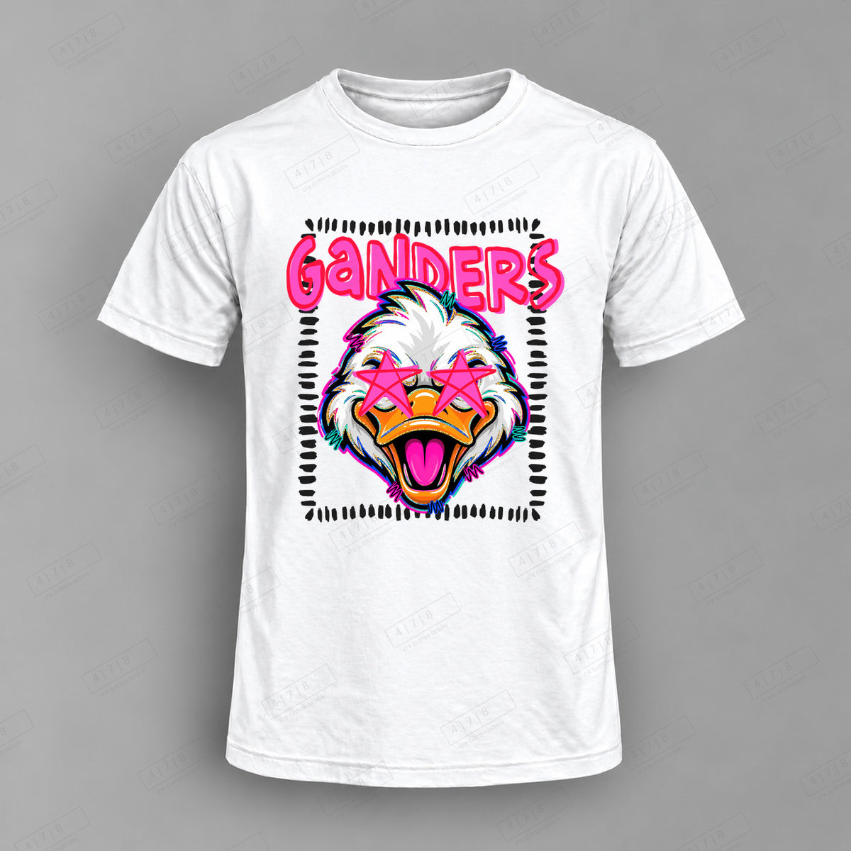Starstruck Ganders Top shown on white shirt — 478 Custom Design