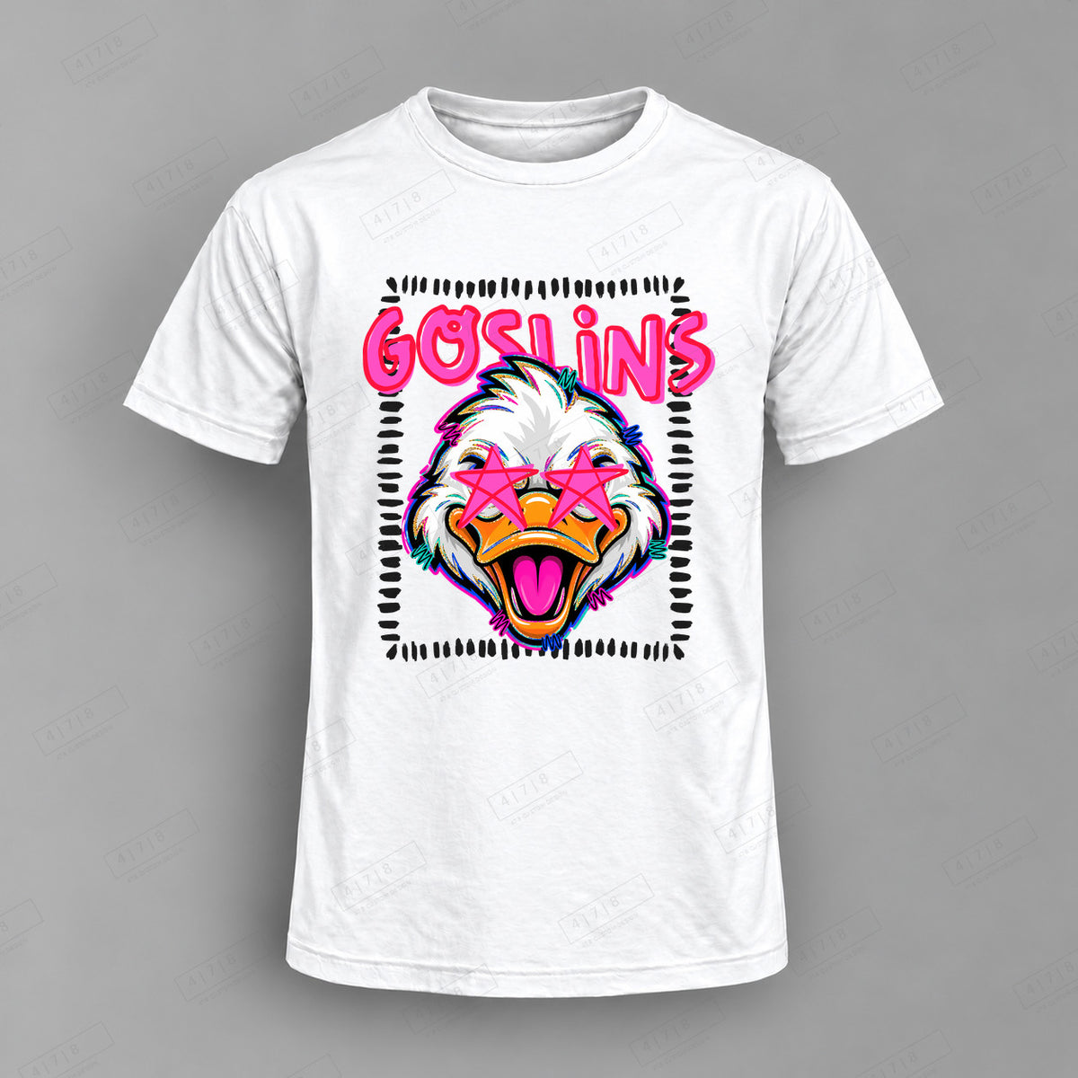 Starstruck Goslins Top shown on white shirt — 478 Custom Design
