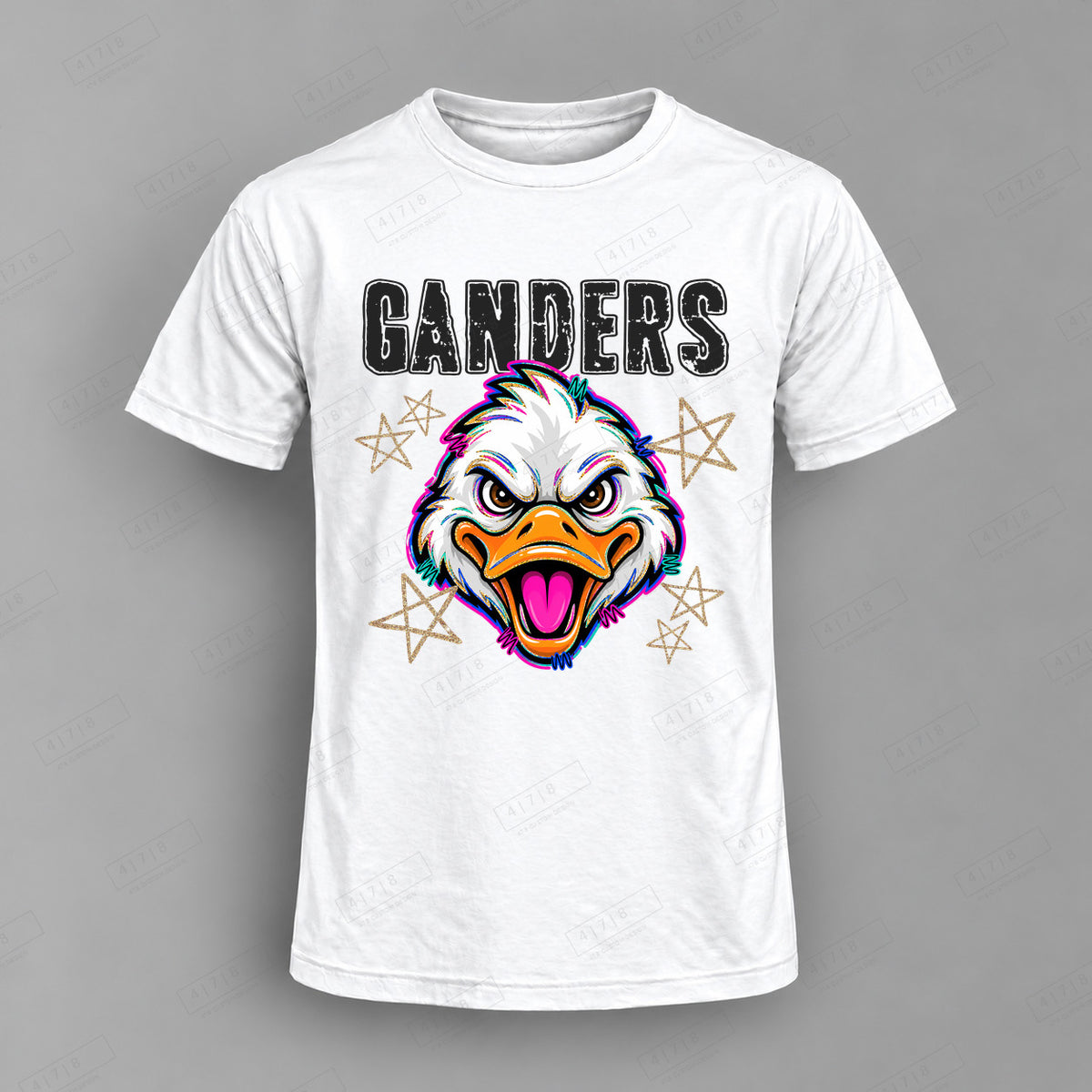 Grunge Varsity Ganders Top shown on white shirt — 478 Custom Design
