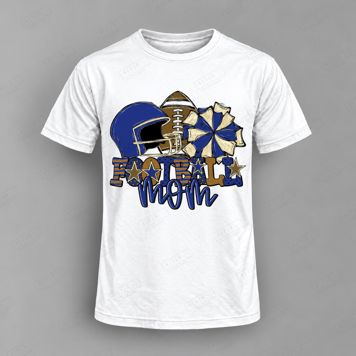Football Mom Navy Top shown on white shirt — 478 Custom Design