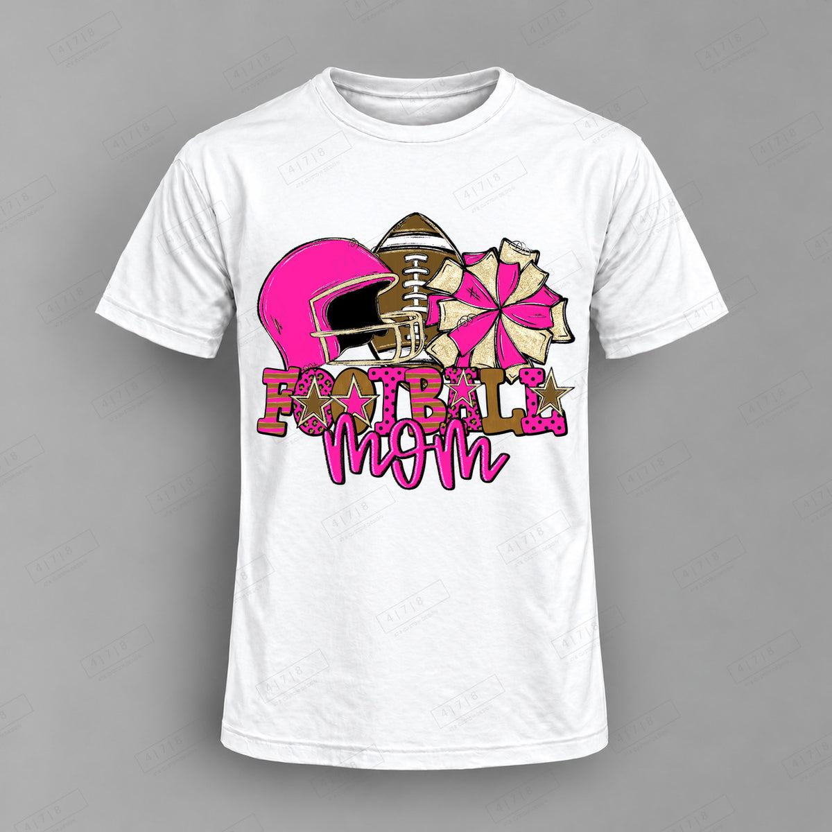 Football Mom Hot Pink Top shown on white shirt — 478 Custom Design