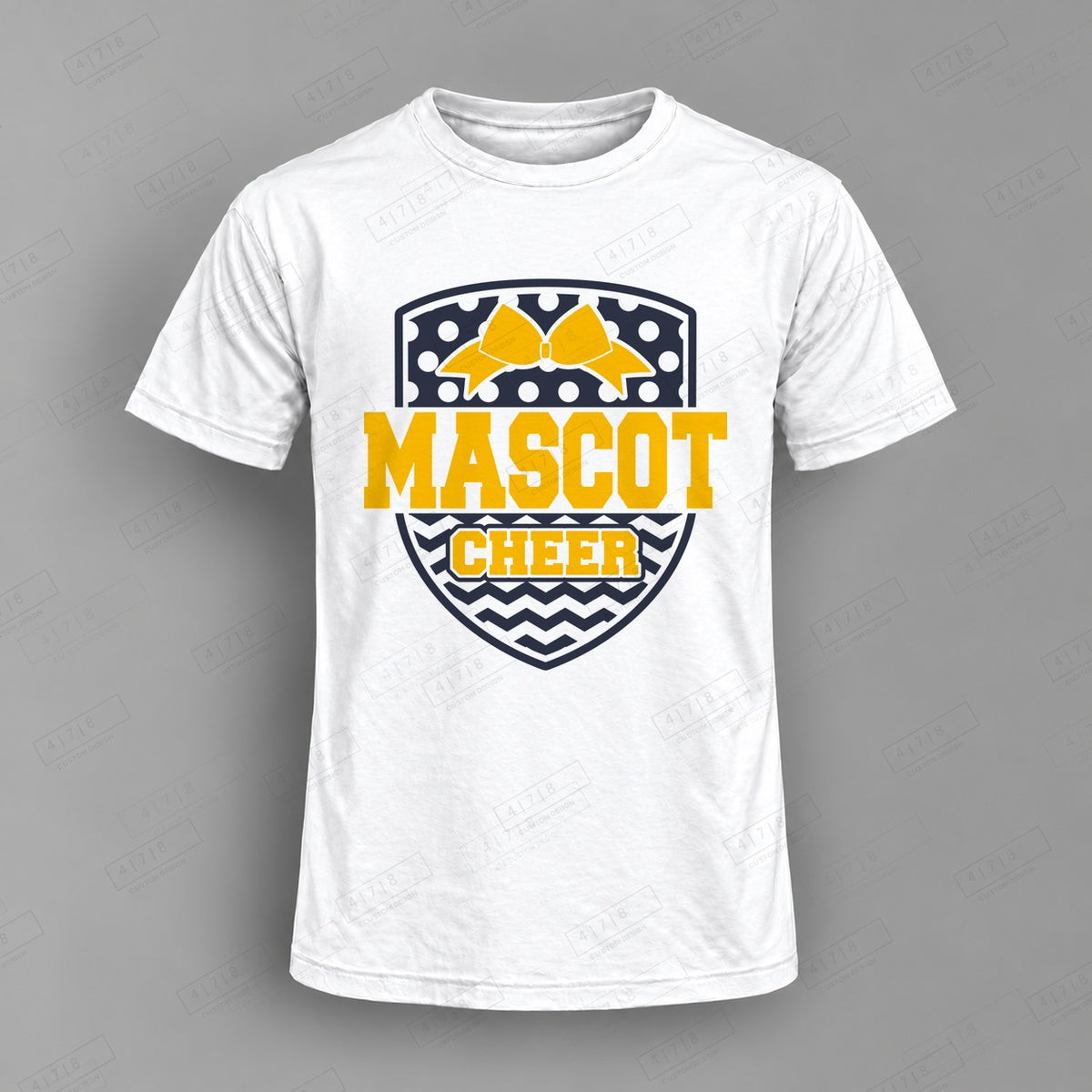 Custom Cheer Design 1-009 Top on white shirt, 478 Custom Design watermarked mockup