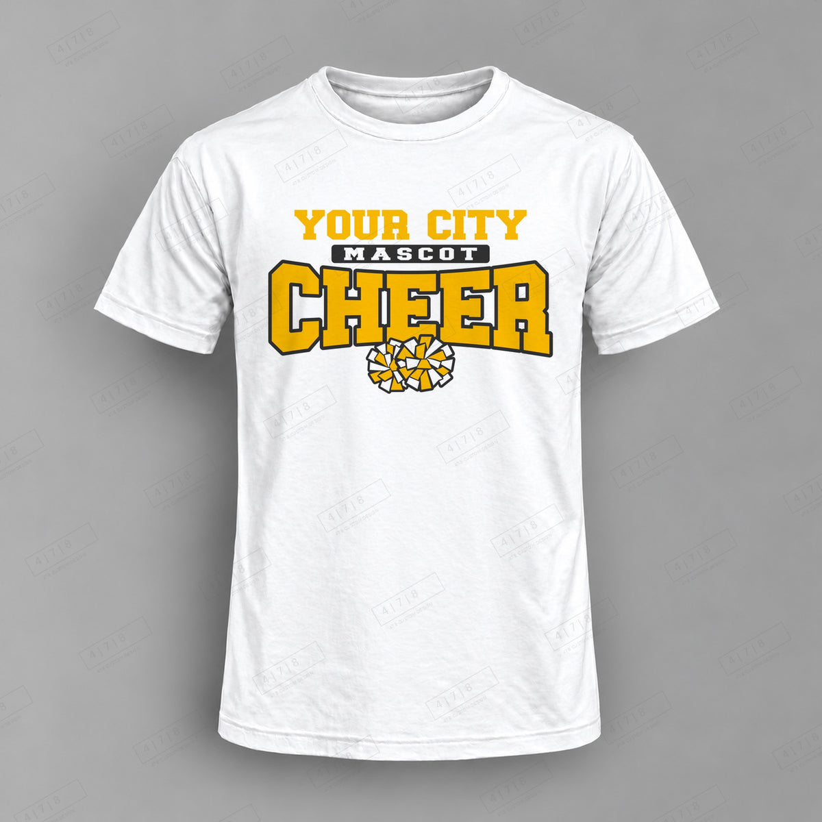 Custom Cheer Design 2-0020sc Top white shirt mockup with 478 Custom Design watermark