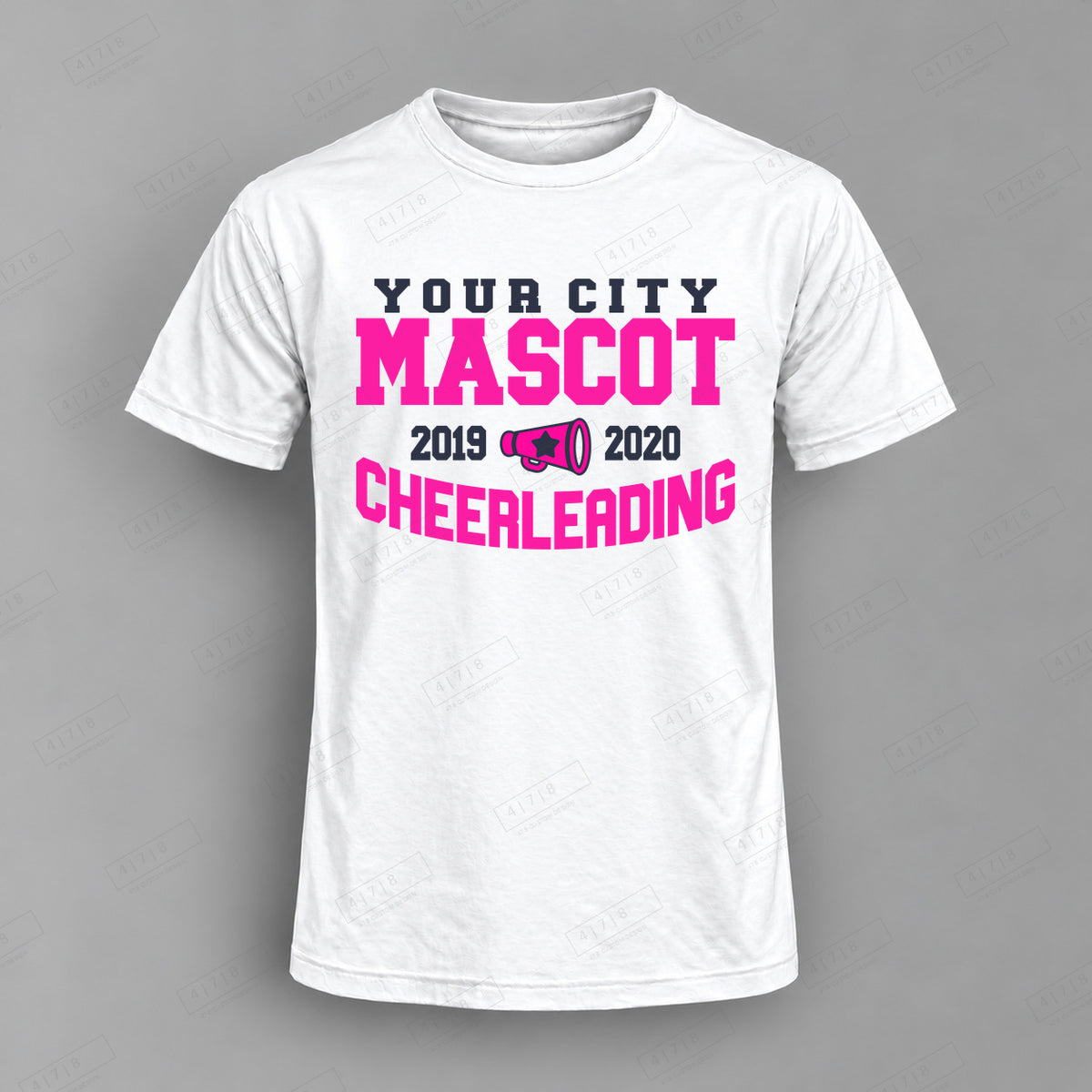Custom Cheer Design 2-0035sc Top white shirt mockup with 478 Custom Design watermark