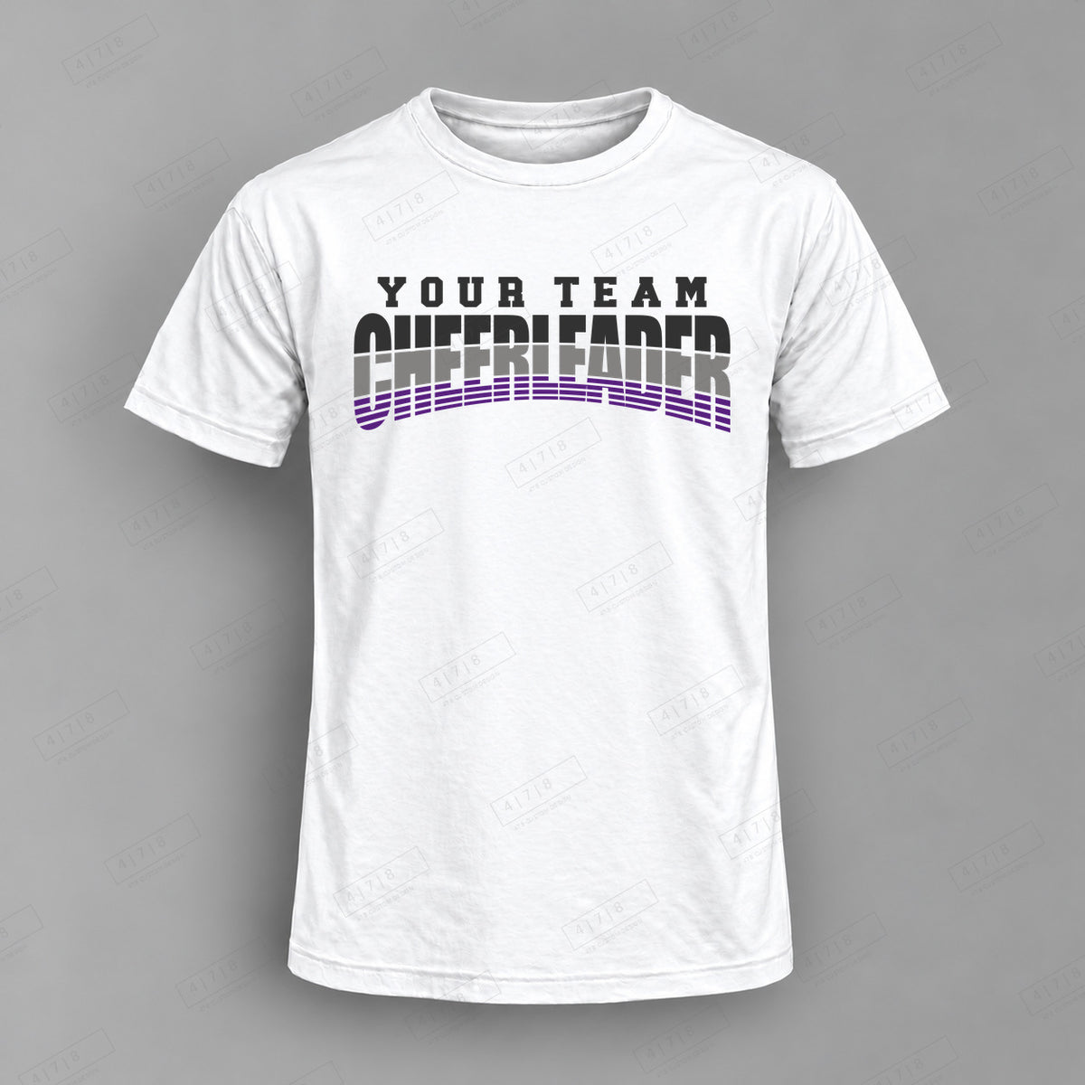 Custom Cheer Design 3-0040 Top white shirt mockup with 478 Custom Design watermark