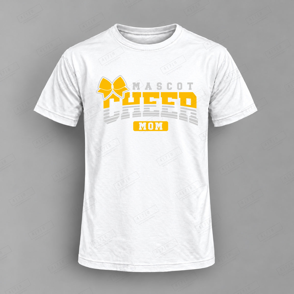 Custom Cheer Design 3-0053 Top white shirt mockup with 478 Custom Design watermark