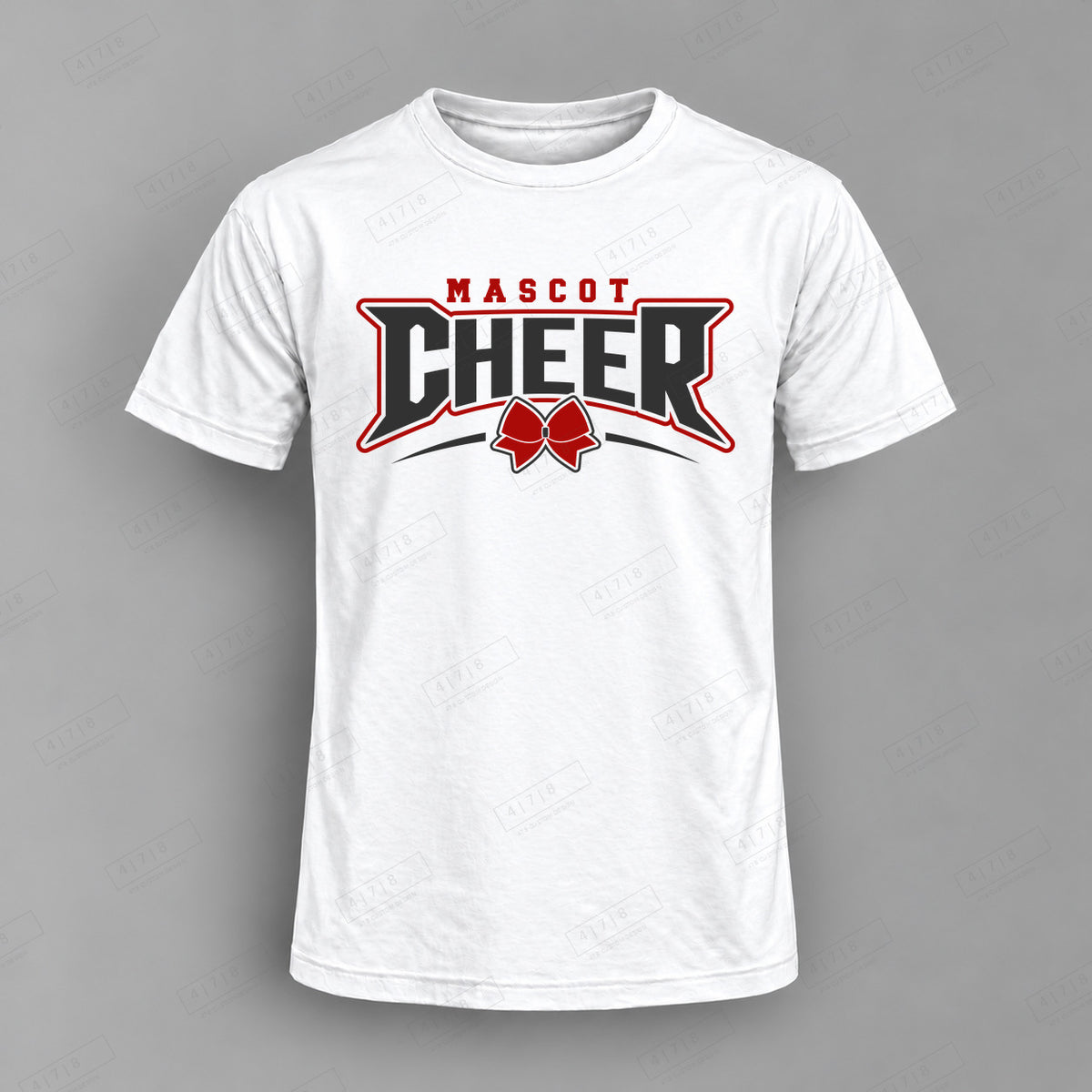 Custom Cheer Design 3-0054 Top white shirt mockup with 478 Custom Design watermark