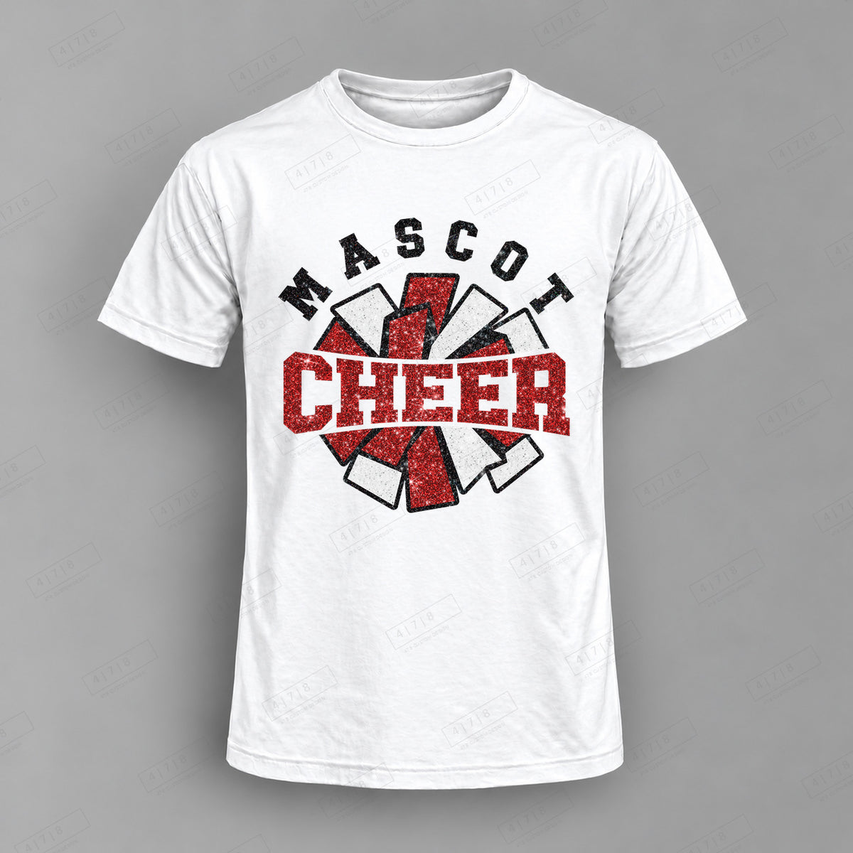 Custom Cheer Design 3-0055 cheer template Top white shirt mockup with 478 Custom Design watermark