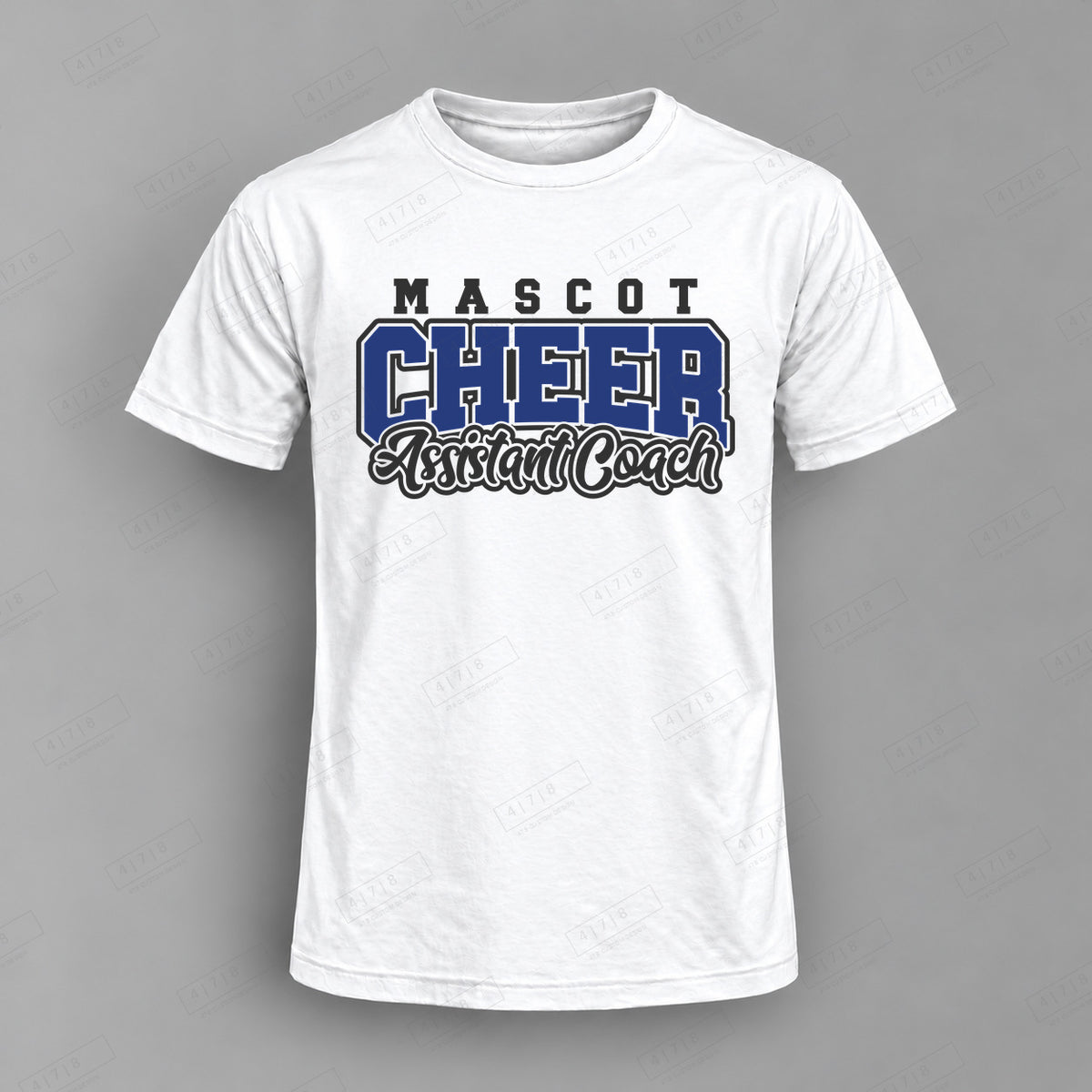 Custom Cheer Coach Design 4-assistant coach cheer template Top white shirt mockup with 478 Custom Design watermark