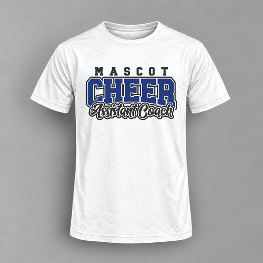 Custom Cheer Coach Design 4-assistant coach cheer template Top white shirt mockup with 478 Custom Design watermark