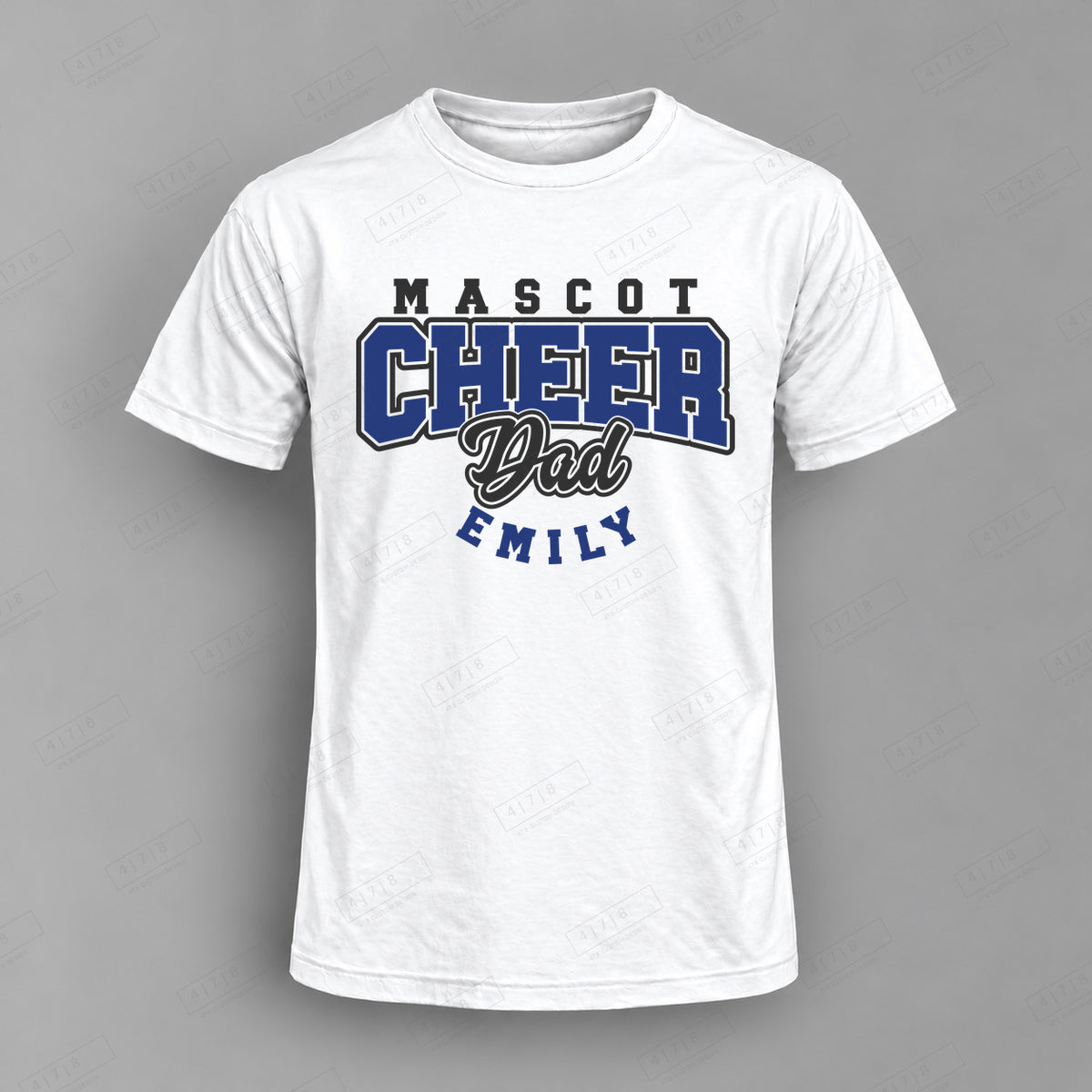 Custom Cheer Dad Design 4-dad cheer template Top white shirt mockup with 478 Custom Design watermark