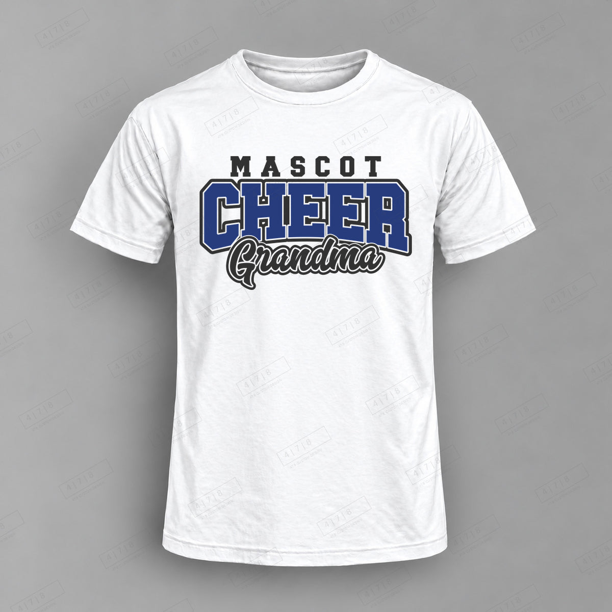 Custom Cheer Grandma Design 4-grandma cheer template Top white shirt mockup with 478 Custom Design watermark